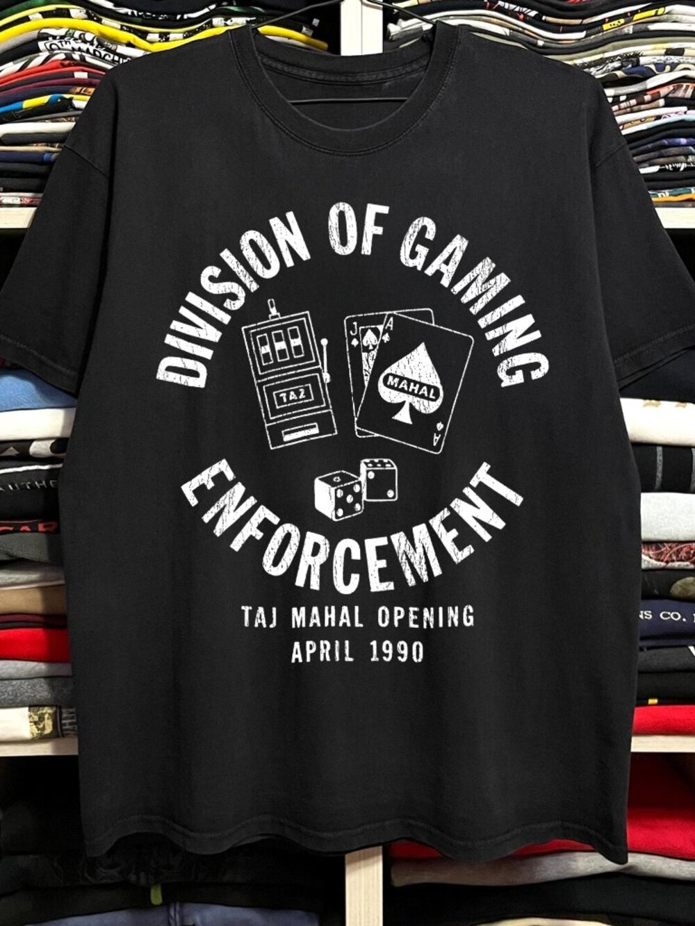 Rare Taj Mahal Division Of Gaming Enforcement Washed Black Tee